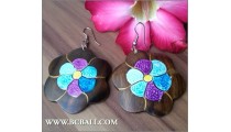 Assorted Earrings Wood Carving Flower Painting